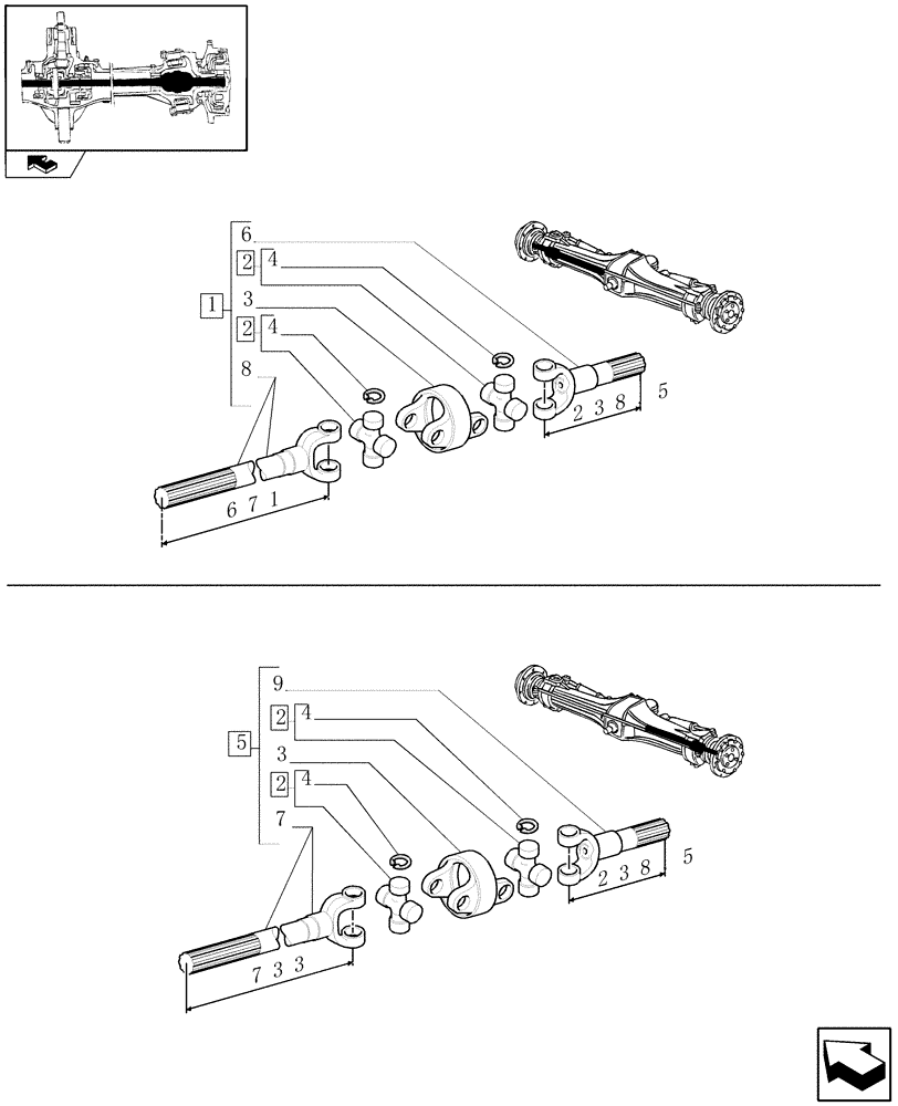 Схема запчастей Case IH MAXXUM 120 - (1.40.2/10A) - AXLE-SHAFT ARTICULATED - BREAKDOWN (VAR.330427) (04) - FRONT AXLE & STEERING