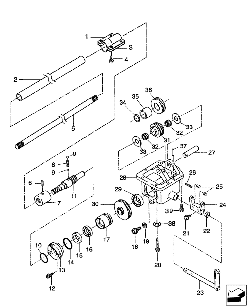 Схема запчастей Case IH FARMALL 55 - (03.10) - FWD DROP BOX (03) - TRANSMISSION