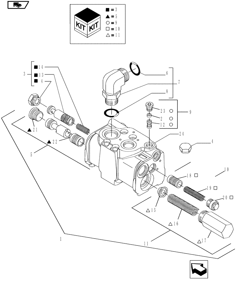 Схема запчастей Case IH MAGNUM 190 - (41.200.07) - PRIORITY VALVE ASSEMBLY - POWERSHIFT TRANSMISSION (41) - STEERING