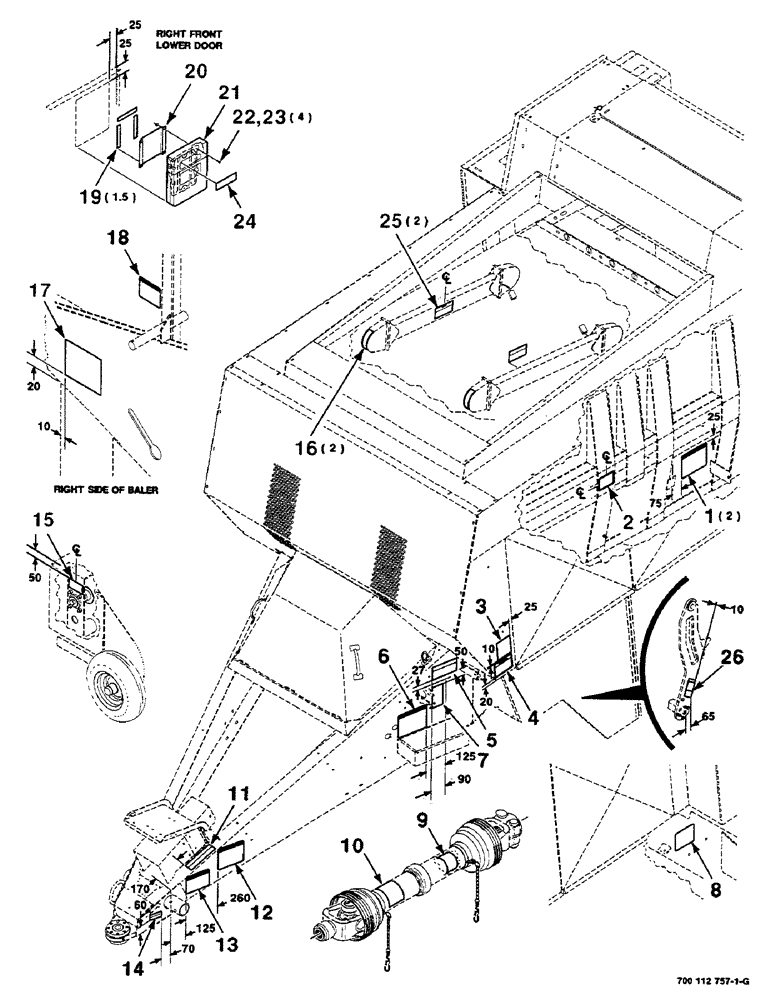 Схема запчастей Case IH 8590 - (09-04) - DECALS AND LOCATION DIAGRAM, OPERATIONAL Decals & Attachments