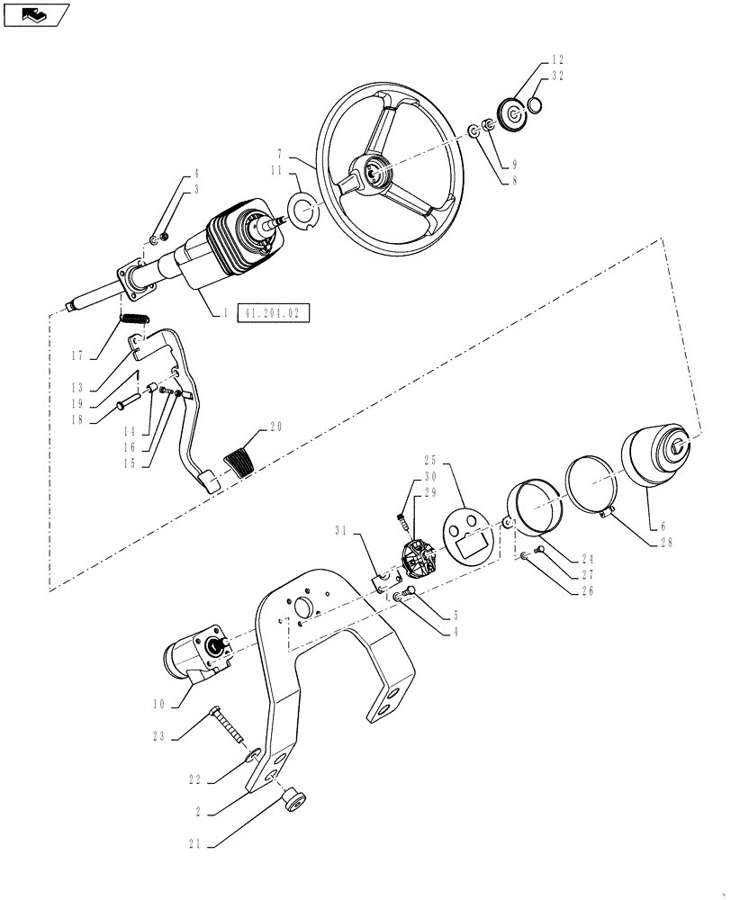 Схема запчастей Case IH TITAN 3030 - (41.204.01) - STEERING COLUMN (41) - STEERING