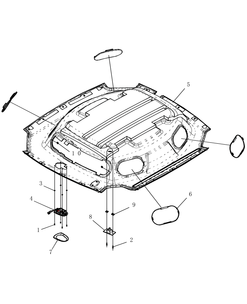 Схема запчастей Case IH SPX3320 - (01-003) - DELUXE HEADLINER, ASSEMBLY Cab Interior