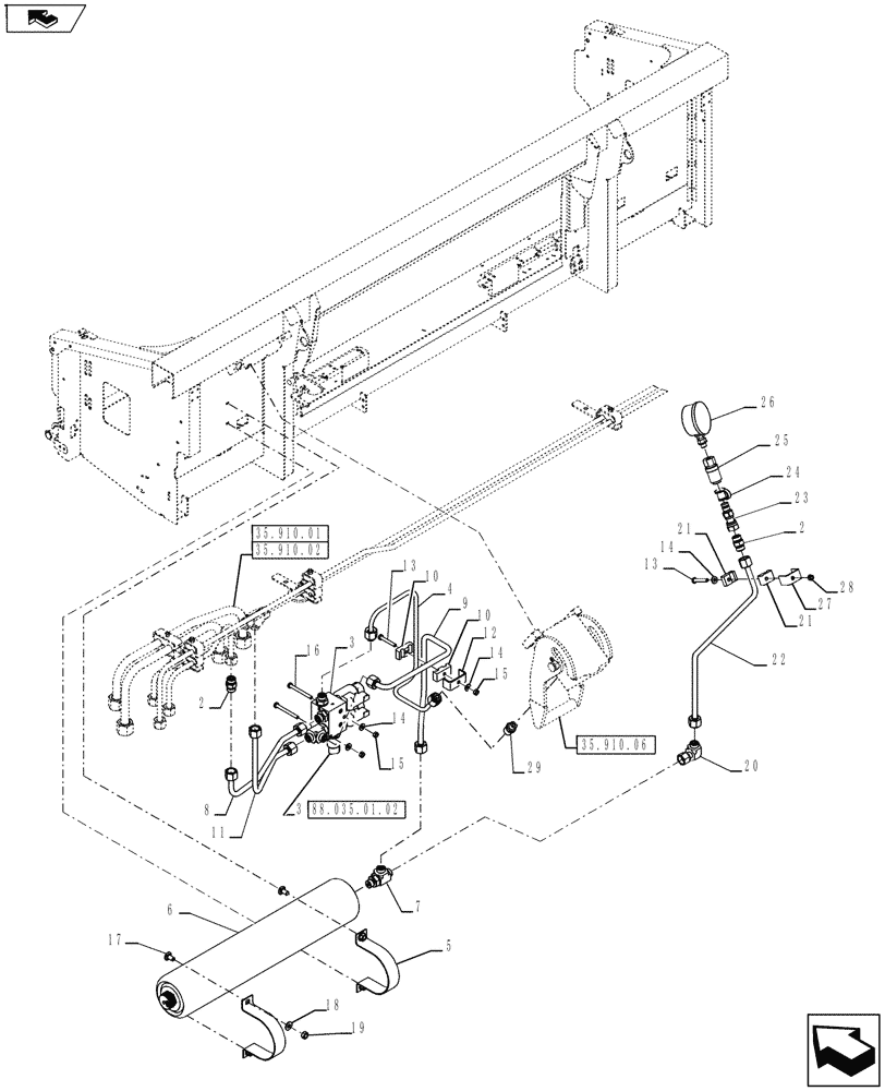 Схема запчастей Case IH 3016 - (88.035.01[01]) - DIA KIT, IN CAB HYDRAULIC FLOATATION (88) - ACCESSORIES