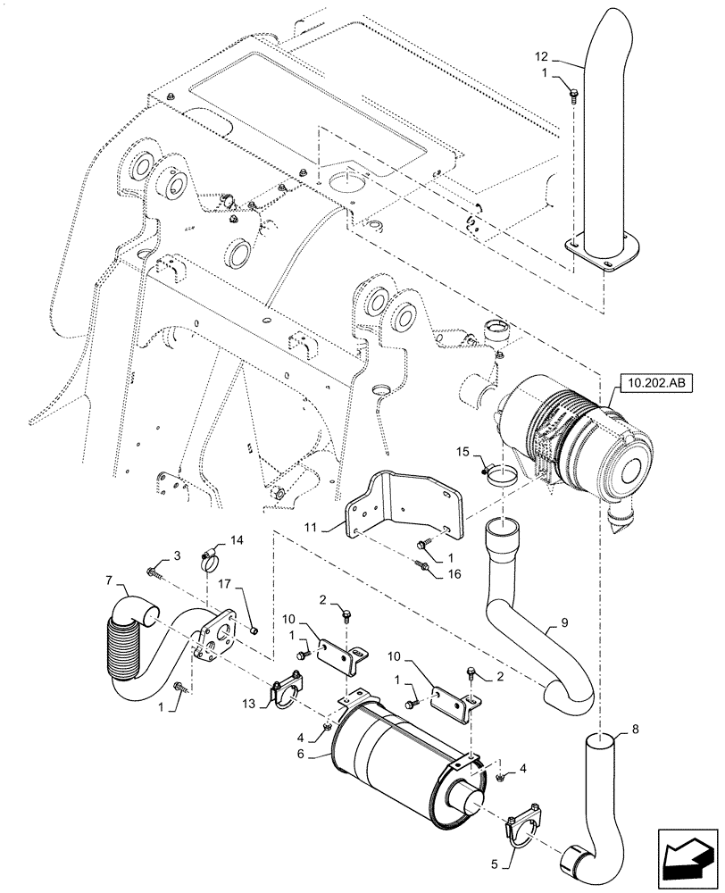 Схема запчастей Case IH SV185 - (10.202.AD) - ENGINE, EXHAUST SYSTEM, AIR CLEANER MED (SV185) (10) - ENGINE