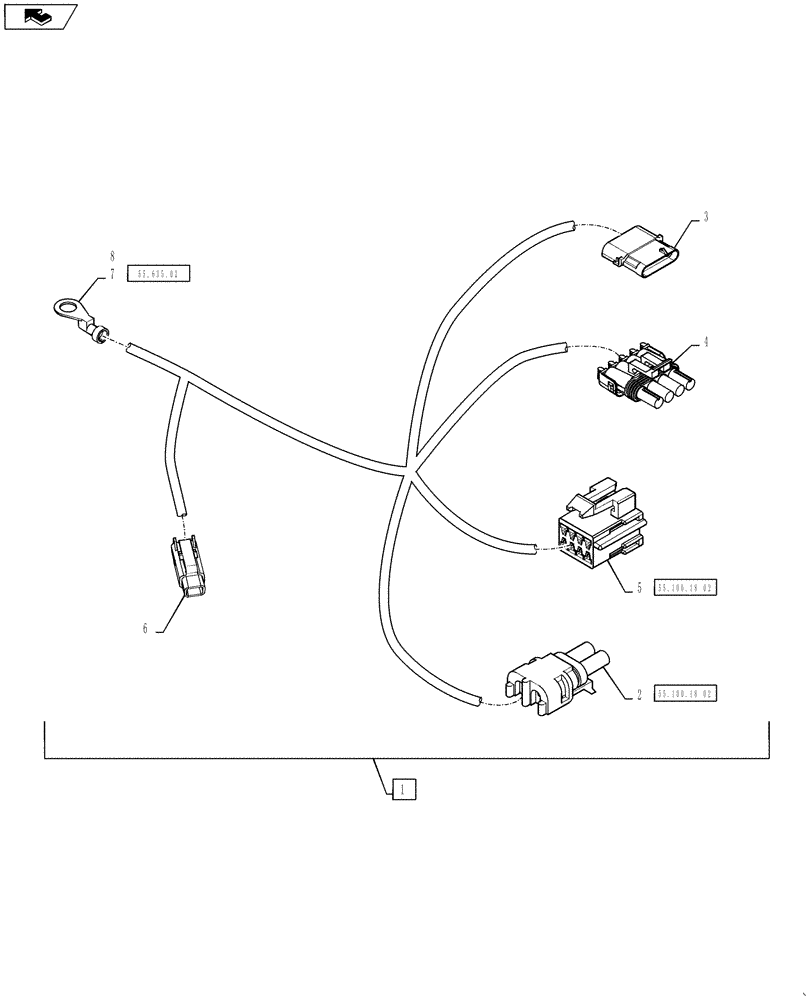 Схема запчастей Case IH TITAN 4530 - (55.100.33) - REMOTE MODULE HARNESS (55) - ELECTRICAL SYSTEMS