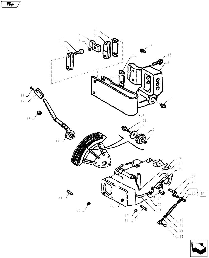 Схема запчастей Case IH FARMALL 65A - (35.112.01) - LOAD SENSING LINKAGE (35) - HYDRAULIC SYSTEMS