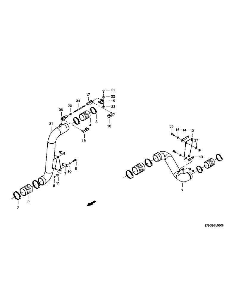 Схема запчастей Case IH 8790 - (031) - ENGINE SYSTEM, CHARGE AIR (10) - ENGINE