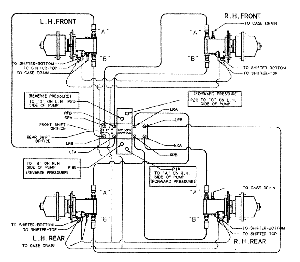 Схема запчастей Case IH PATRIOT 150 - (06-001) - MANIFOLD - PLUMBING TO WHEEL MOTOR Hydraulic Plumbing