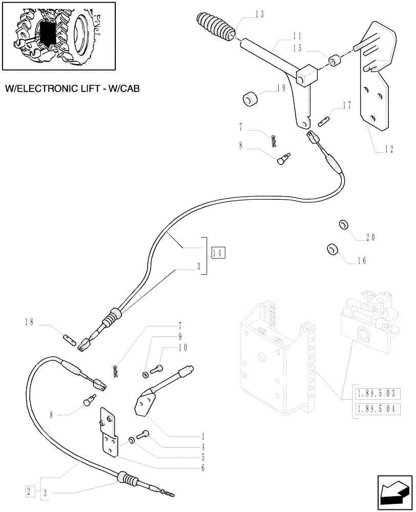 Схема запчастей Case IH MXU100 - (1.89.5/07[01]) - (VAR.569) AUTOMATIC HITCH - (WITH 1 ADDITIONAL JACK) - LEVER (09) - IMPLEMENT LIFT