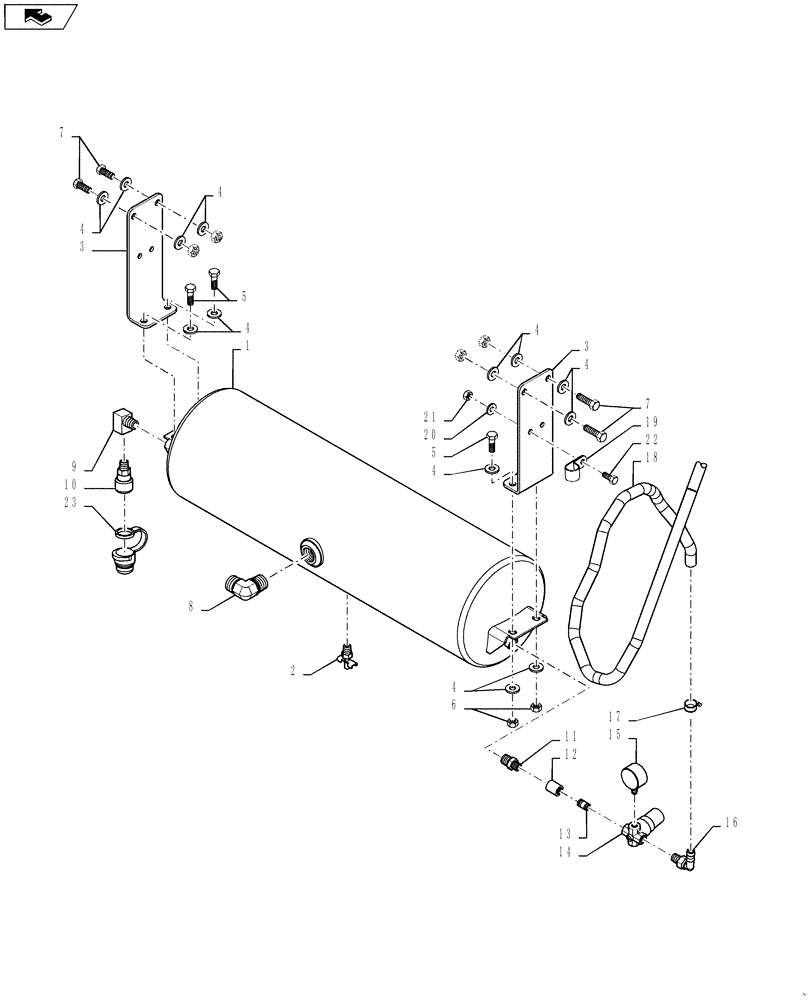 Схема запчастей Case IH 4430 - (36.160.01) - AIR TANK AND REGULATOR (36) - PNEUMATIC SYSTEM