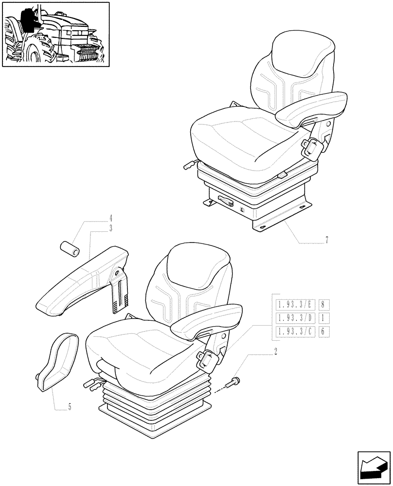 Схема запчастей Case IH MXU125 - (1.93.3[02]) - SEAT - W/CAB (10) - OPERATORS PLATFORM/CAB