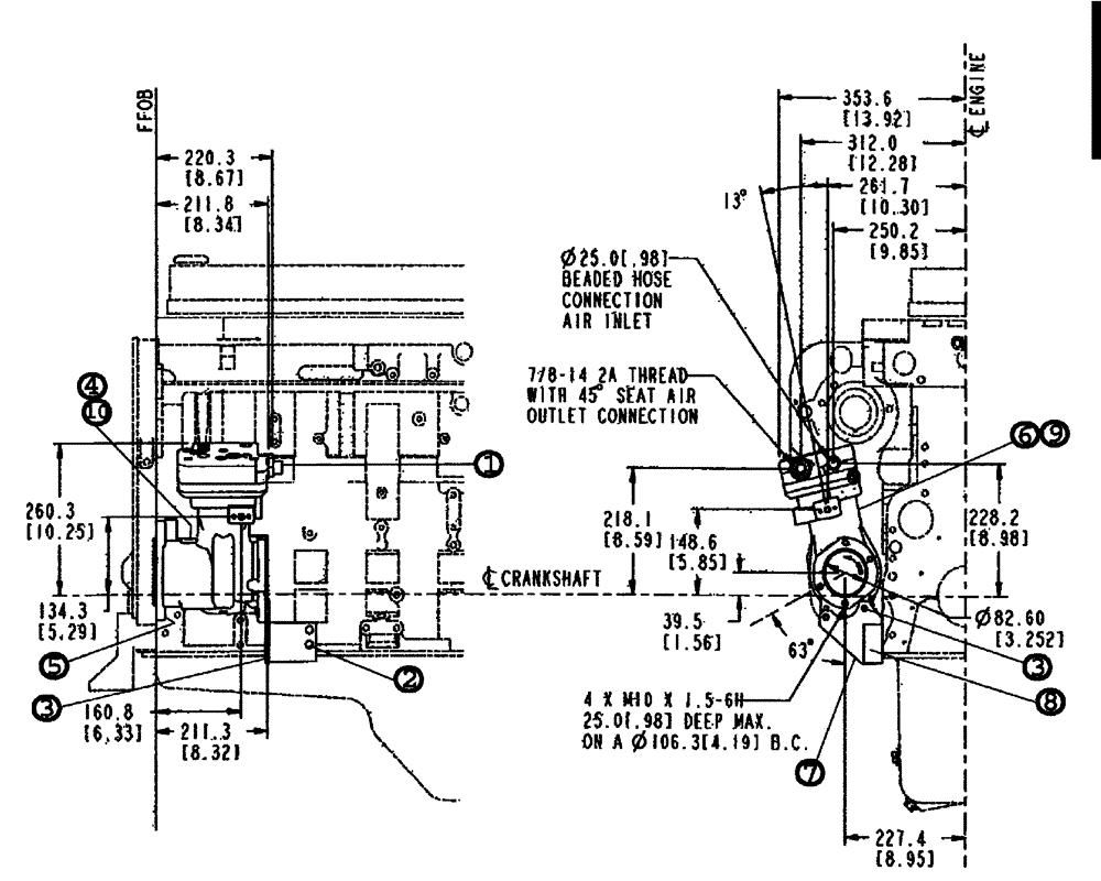 Схема запчастей Case IH FLX3010 - (02-006) - AIR COMPRESSOR ASSEMBLY (01) - ENGINE