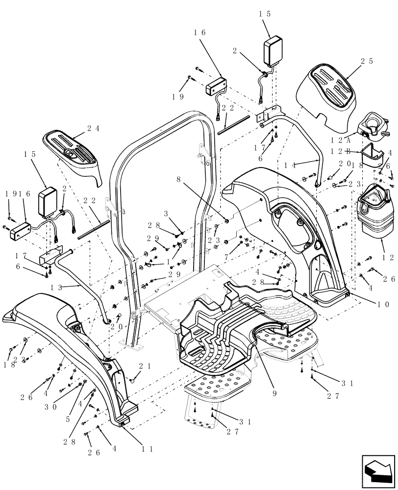 Схема запчастей Case IH DX45 - (08.02.01) - FENDERS & TOOLBOX, USED ON & ASN HBA0005789 (08) - SHEET METAL