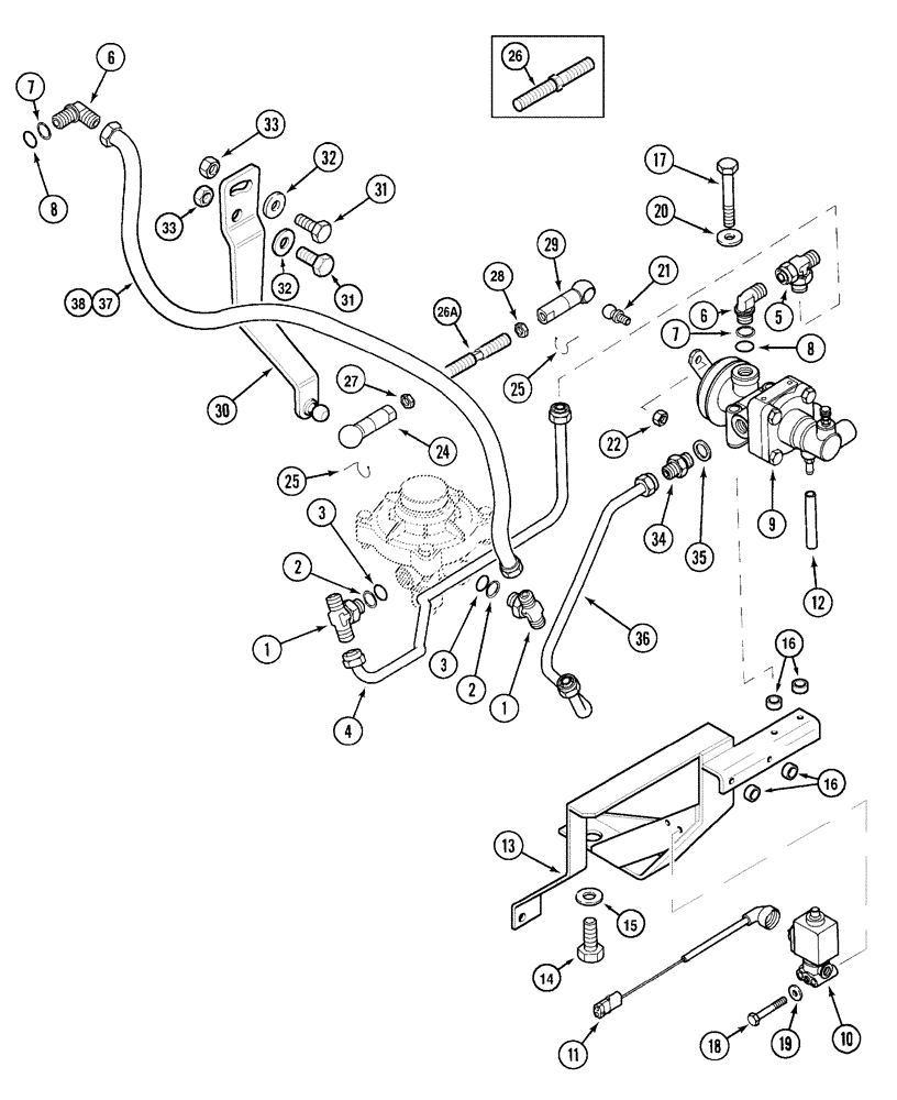 Схема запчастей Case IH MX170 - (07-08) - TRAILER BRAKE - PNEUMATIC PIPING (33) - BRAKES & CONTROLS