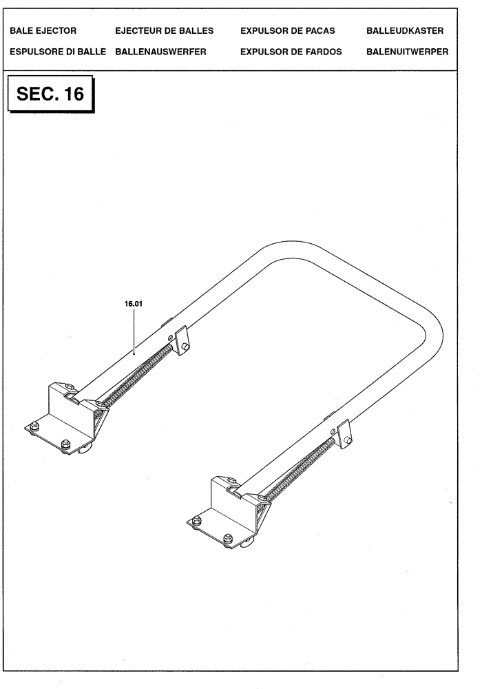Схема запчастей Case IH RBX341 - (16.00[01]) - SECTION LIST 16 - BALE EJECTOR (16) - BALE EJECTOR