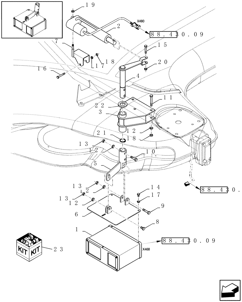 Схема запчастей Case IH 8010 - (88.430.08) - SMART STEER AUTO-GUIDANCE KIT - EDGE DETECTION SENSOR (88) - ACCESSORIES