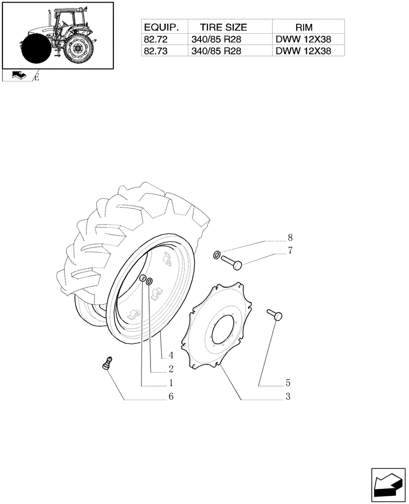 Схема запчастей Case IH FARMALL 95 - (82.00[03]) - 4WD DRIVING WHEELS - FOR HIGH CLEARANCE VERSION (11) - WHEELS/TRACKS