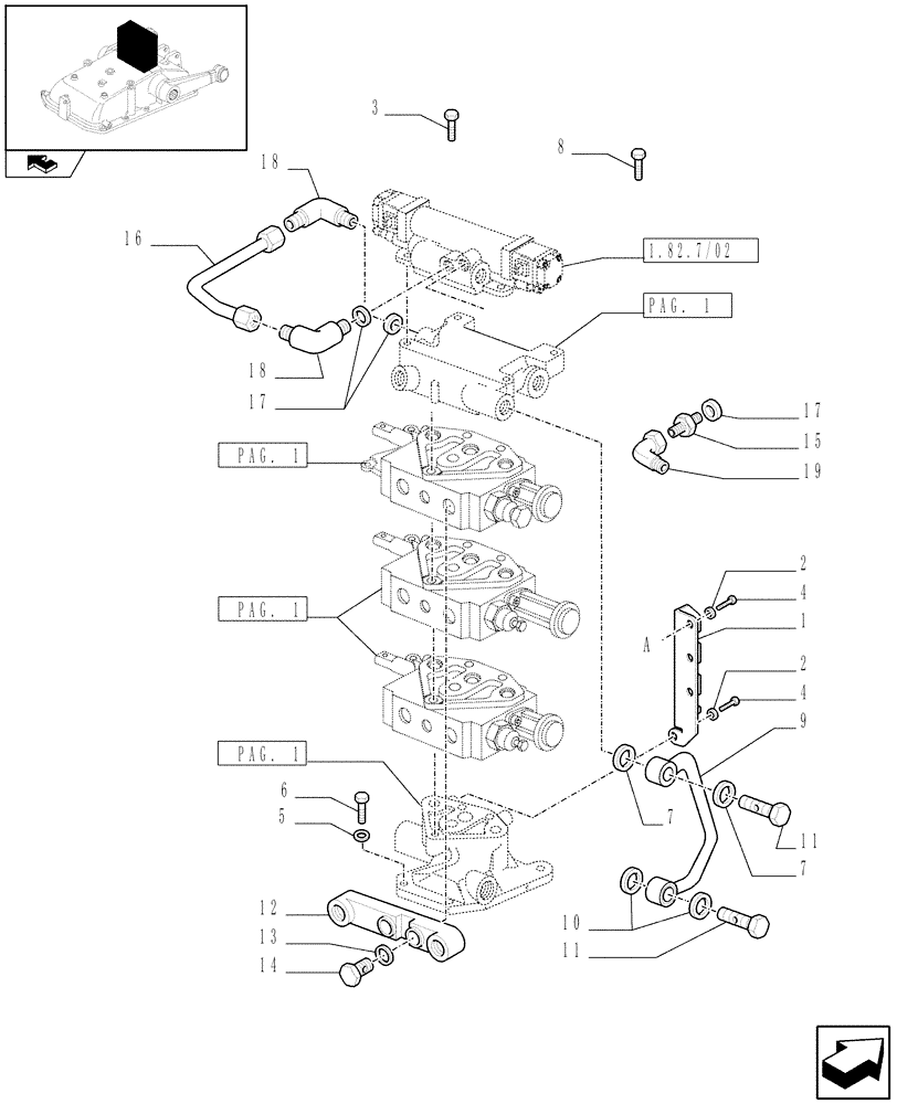 Схема запчастей Case IH FARMALL 65C - (1.82.7/10[03]) - 3 REAR REMOTE VALVES FOR EDC - QUICK COUPLING (VAR.331195) (07) - HYDRAULIC SYSTEM