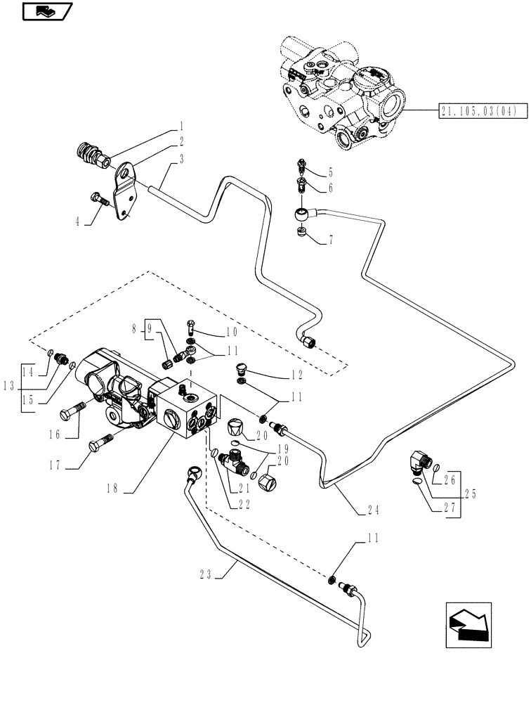 Схема запчастей Case IH MAGNUM 180 - (33.220.04) - HYDRAULIC TRAILER BRAKE (UNIVERSAL) - BRAKING SYSTEM, WITH CONTINUOUSLY VARIABLE TRANSMISSION (33) - BRAKES & CONTROLS