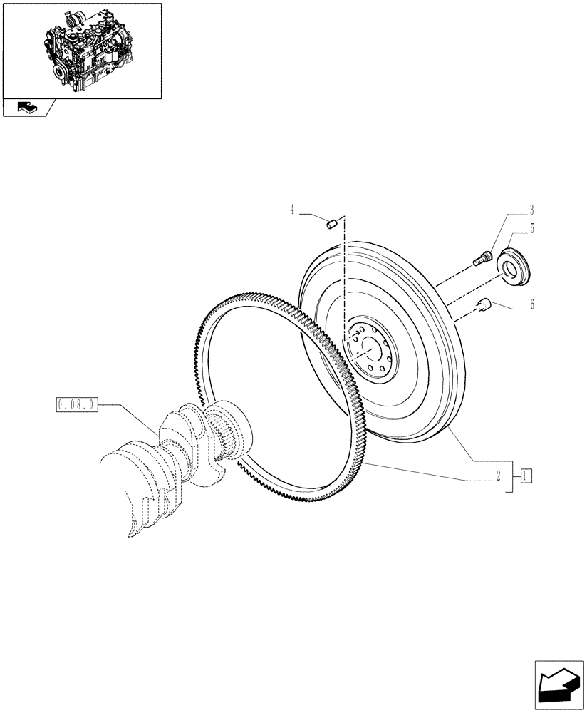 Схема запчастей Case IH PUMA 165 - (0.08.3) - FLYWHEEL (01) - ENGINE