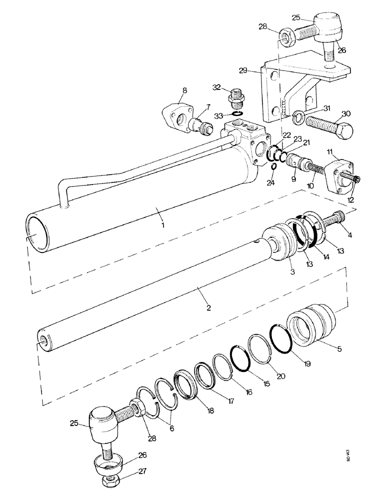 Схема запчастей Case IH 1490 - (H12-1) - SIDE STEERING CYLINDER, 2 WHEEL DRIVE TRACTORS, NOT NORTH AMERICA (13) - STEERING SYSTEM