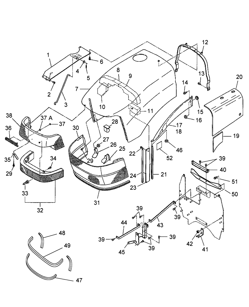 Схема запчастей Case IH DX48 - (08.02) - HOOD (08) - SHEET METAL