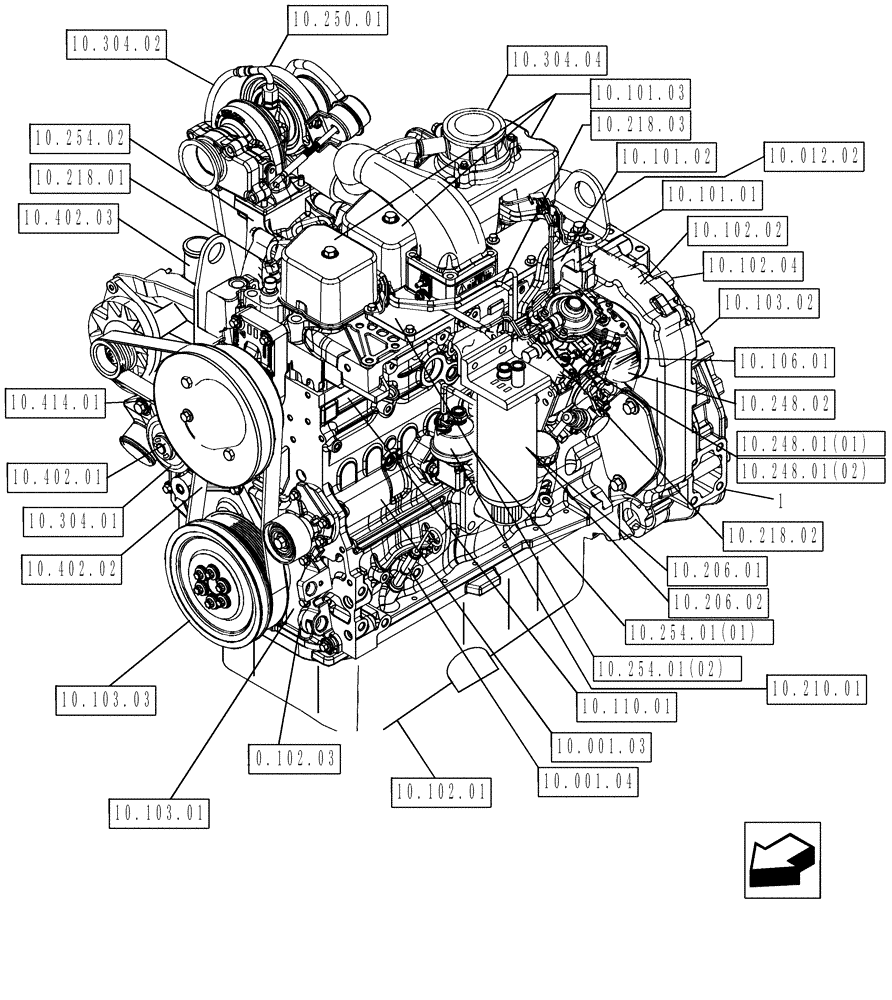 Схема запчастей Case IH P70 - (10.001.01) - ENGINE (10) - ENGINE