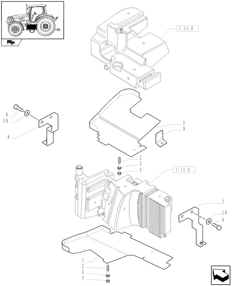 Схема запчастей Case IH PUMA 180 - (1.14.7/01) - (VAR.131) FUEL TANK GUARDS (02) - ENGINE EQUIPMENT