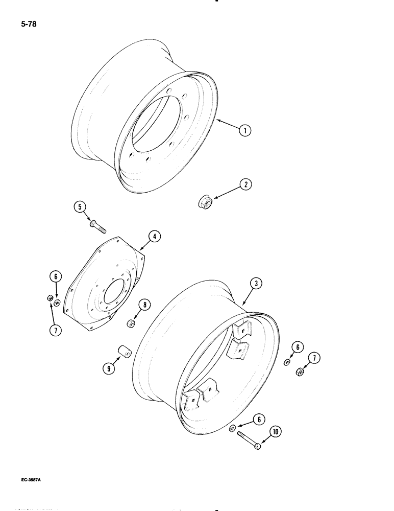 Схема запчастей Case IH 595 - (5-78) - FRONT WHEELS, MFD TRACTOR, 16-1/2 AND 24 INCH WHEEL (05) - STEERING