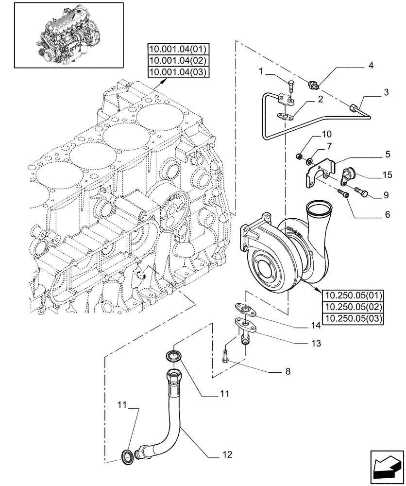 Схема запчастей Case IH 7120 - (10.250.10) - TURBOCHARGER LUBE LINES - 7120/7120(LA) (10) - ENGINE