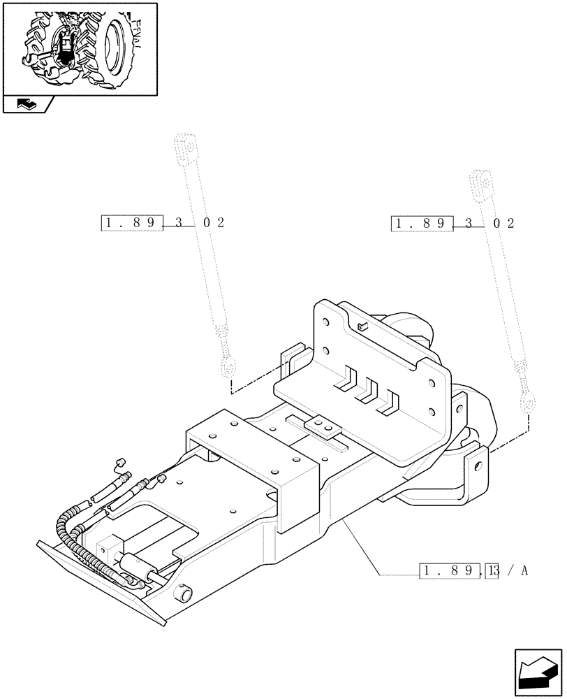 Схема запчастей Case IH PUMA 165 - (1.89.3[01]) - (VAR.248) HYDRAULIC AUTO PICK-UP HITCH WITH DRAWBAR (09) - IMPLEMENT LIFT