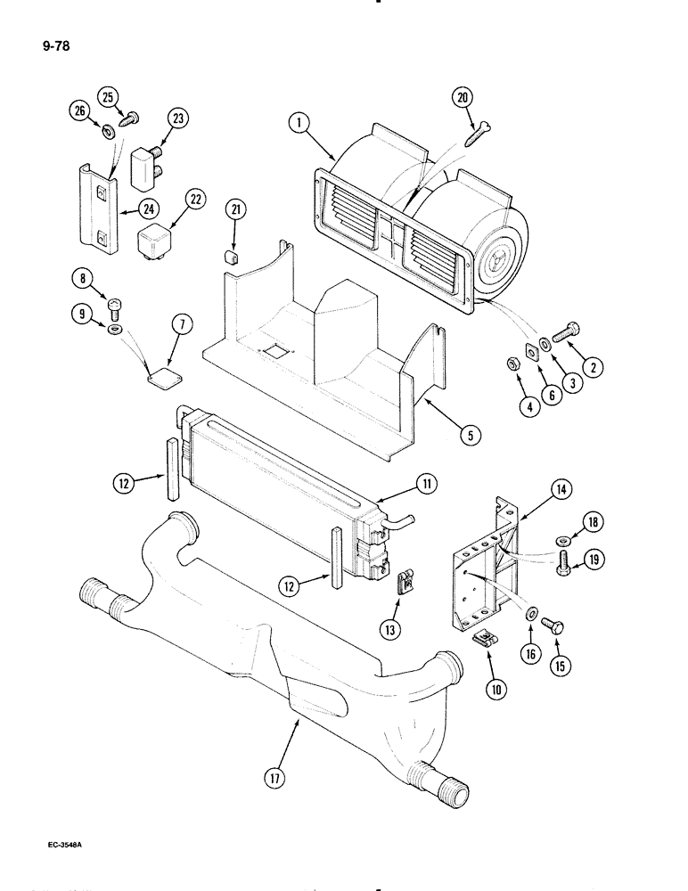 Схема запчастей Case IH 695 - (9-078) - CAB, HEATER ASSEMBLY (09) - CHASSIS/ATTACHMENTS