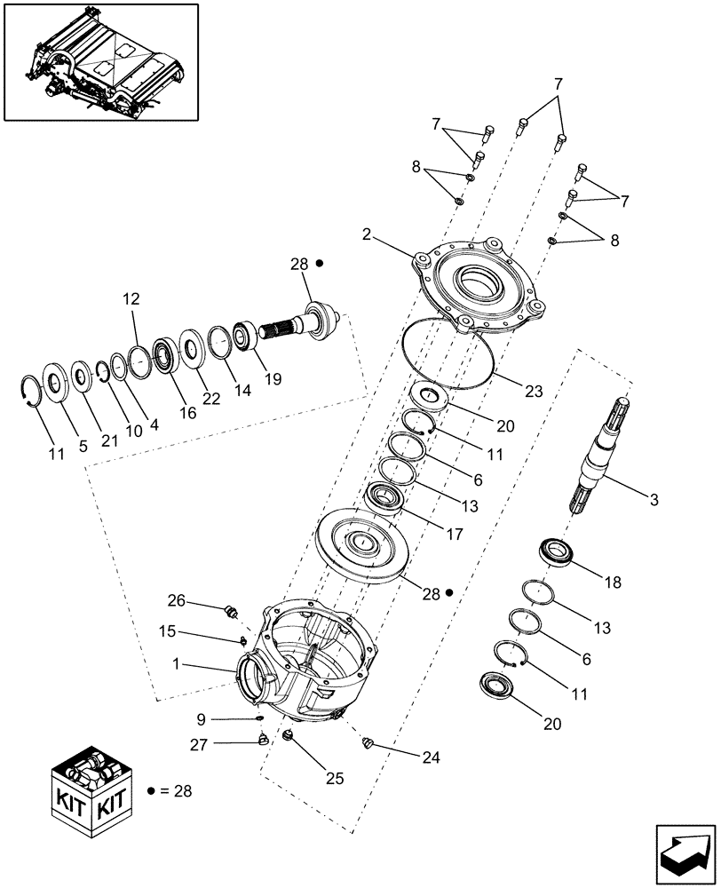 Схема запчастей Case IH AFX8010 - (C.42.B.45[1]) - GEARBOX, HEADER - PRIOR TO P.I.N. HAJ105720 C - Power Train