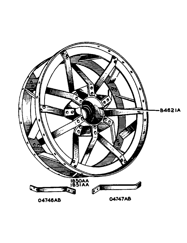 Схема запчастей Case IH D-SERIES - (093) - 42" OPEN TYPE STEEL REAR WHEELS, FOR "D" TRACTORS ONLY (06) - POWER TRAIN