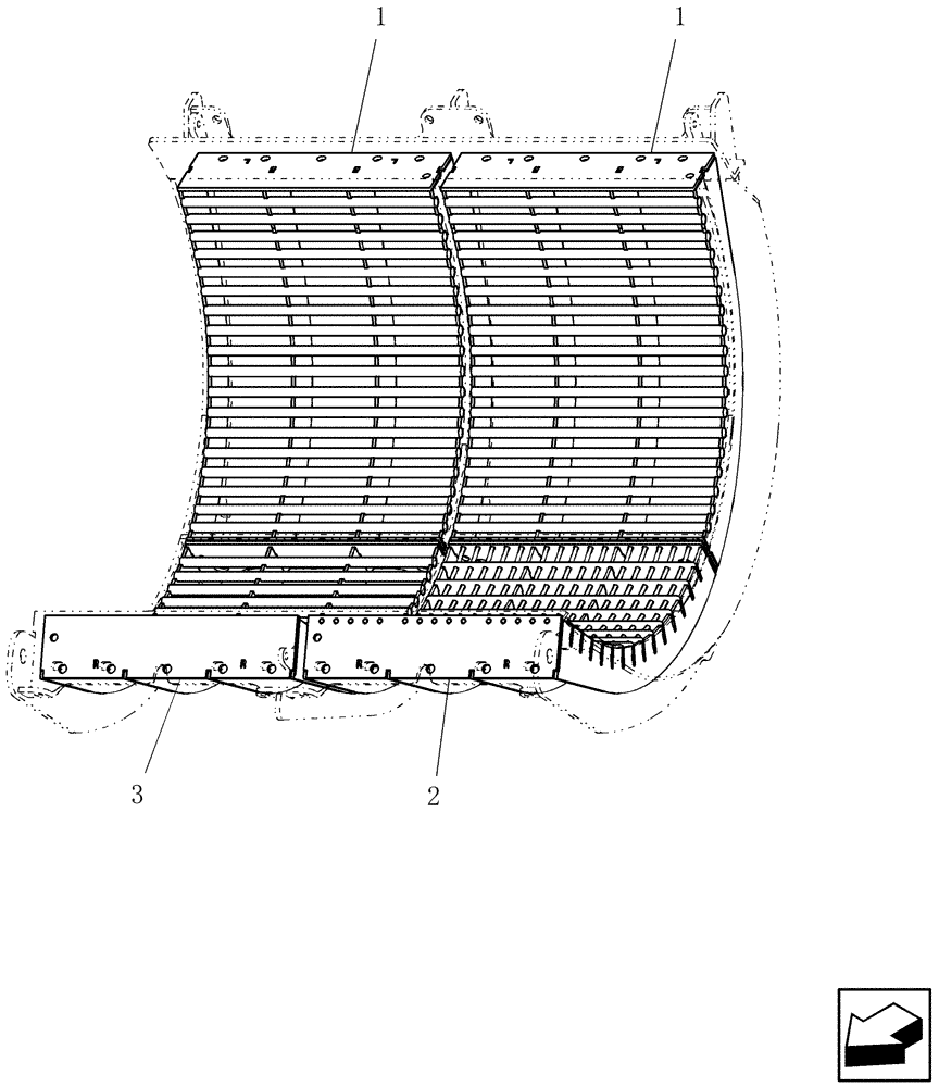 Схема запчастей Case IH 8120 - (66.105.23) - CONCAVES, ROUND BAR CORN/BEAN (66) - THRESHING