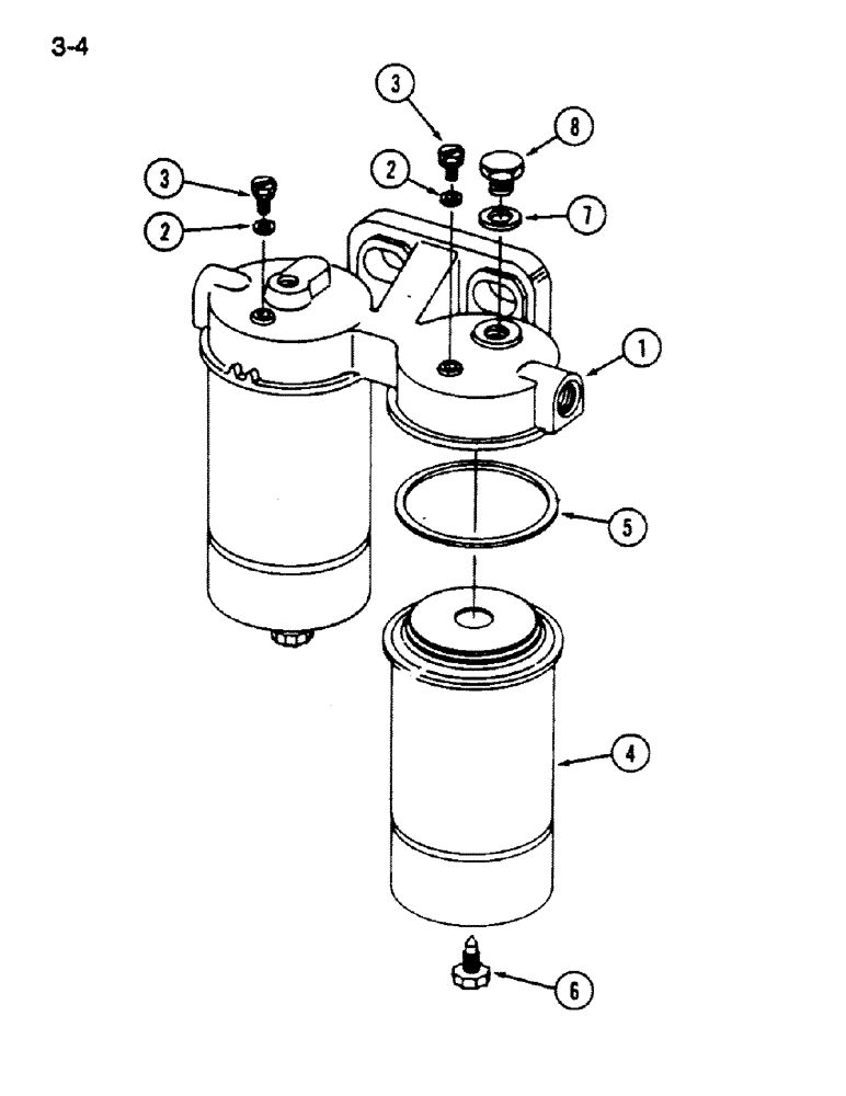 Схема запчастей Case IH 1620 - (3-004) - FUEL FILTER, D358 DIESEL ENGINE (02) - FUEL SYSTEM