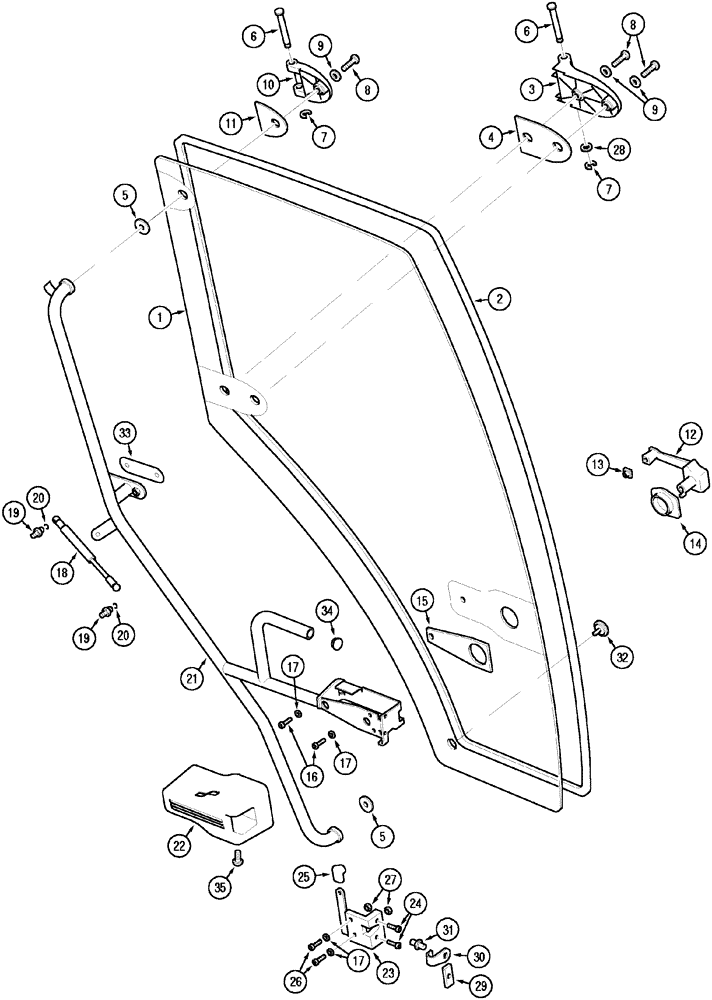 Схема запчастей Case IH CX50 - (09-21) - CAB DOORS (09) - CHASSIS/ATTACHMENTS