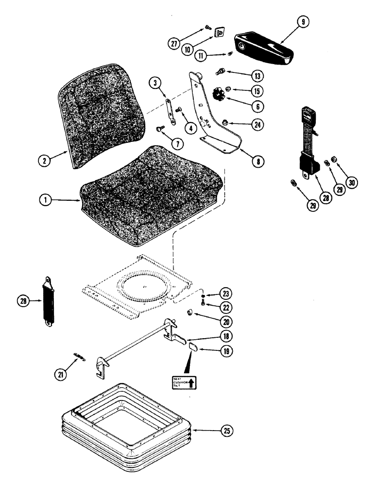 Схема запчастей Case IH 2594 - (9-064) - CLOTH SEAT, AIR/OIL SUSPENSION, P.I.N. 9938101 AND AFTER (09) - CHASSIS/ATTACHMENTS