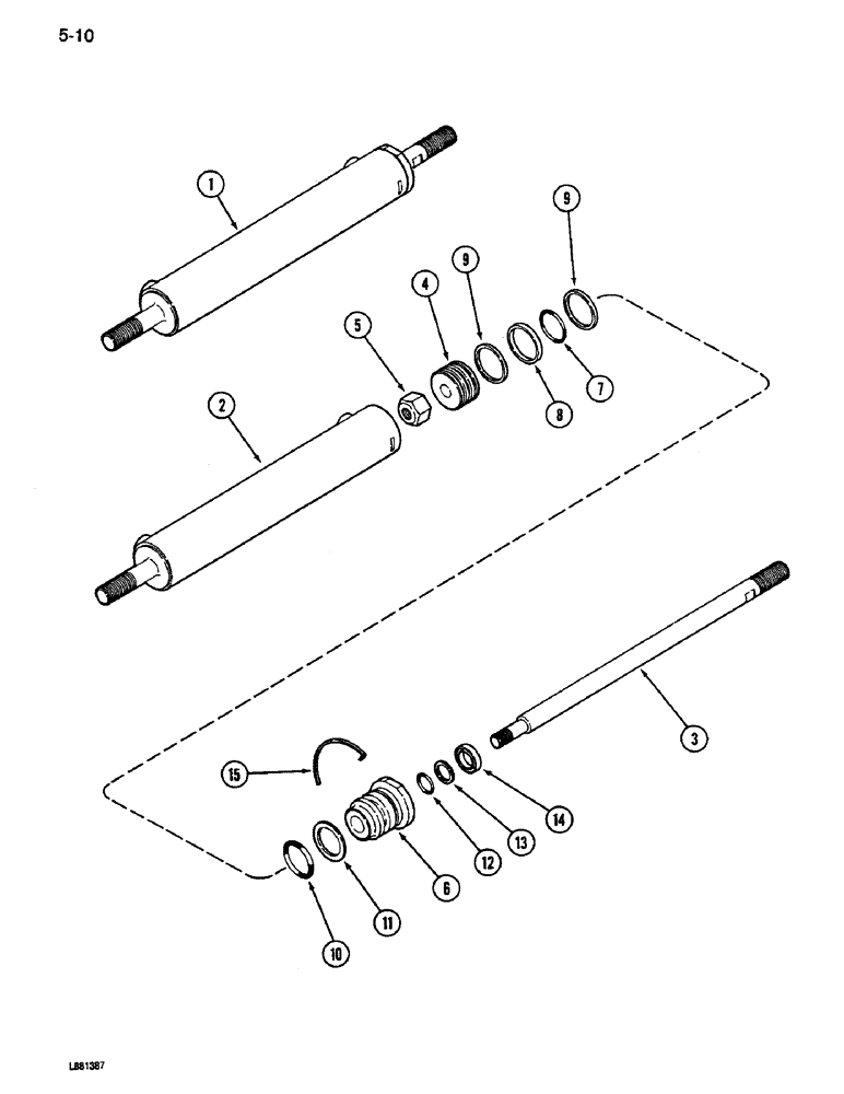 Схема запчастей Case IH 1640 - (5-10) - STEERING CYLINDER ASSEMBLY, COMBINE WITHOUT POWER GUIDE AXLE (04) - STEERING