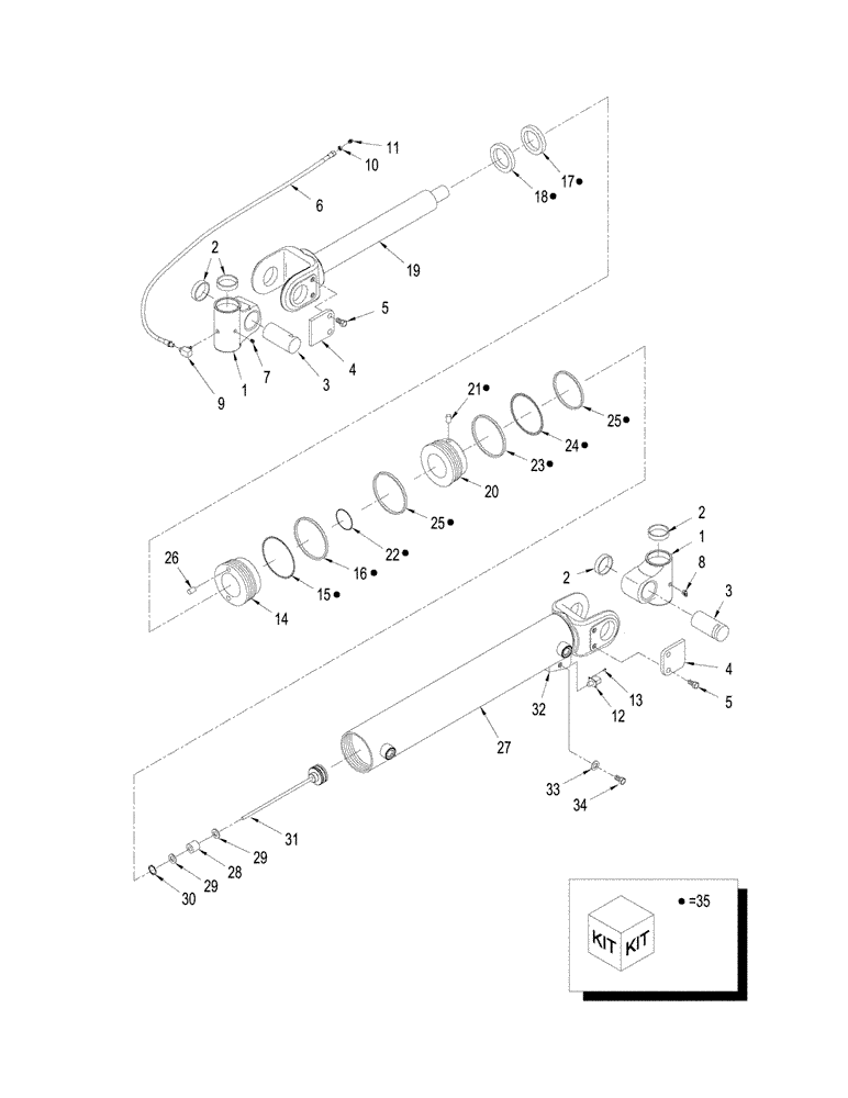 Схема запчастей Case IH STX325 - (05-11[01]) - CYLINDER ASSY - ARTICULATION, WITH SENSOR (05) - STEERING