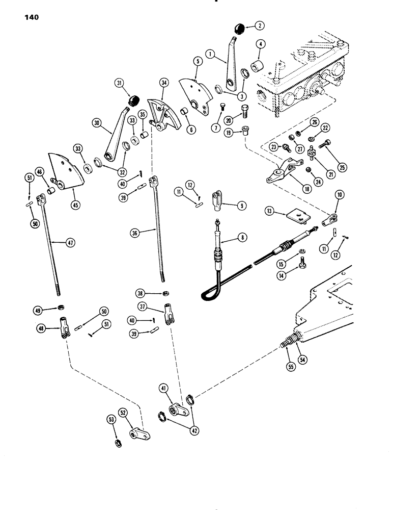 Схема запчастей Case IH 1090 - (140) - GEAR AND RANGE SHIFT LINKAGE, POWER SHIFT (06) - POWER TRAIN