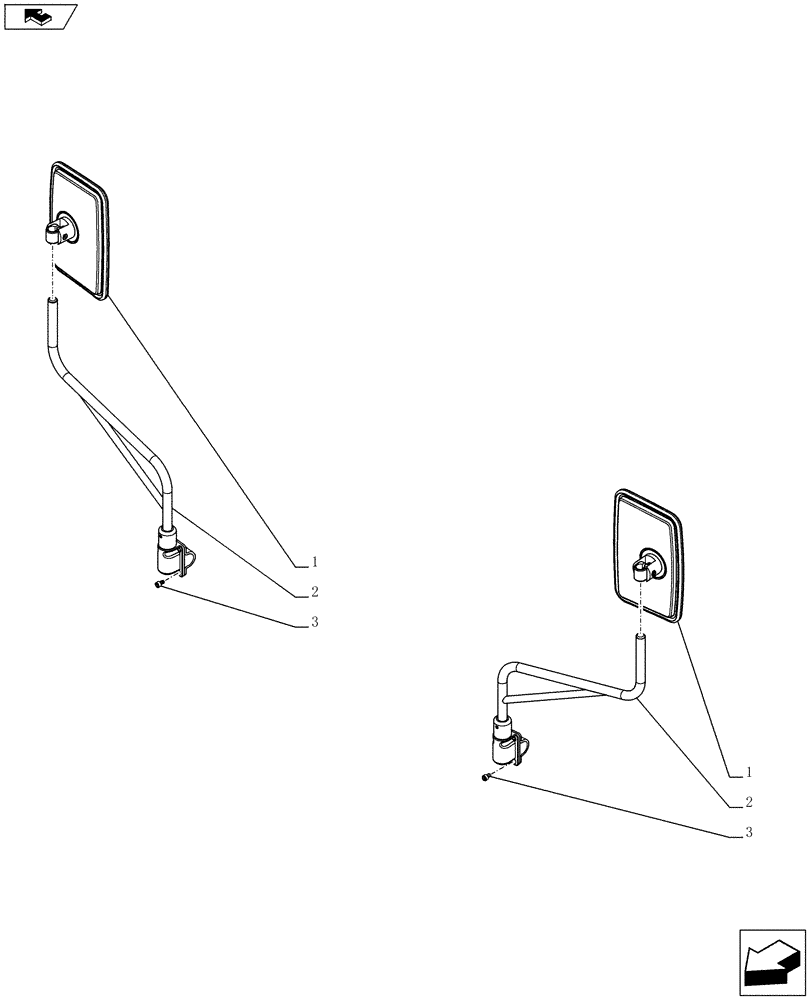 Схема запчастей Case IH FARMALL 65C - (88.100.0602) - 2 EXTERNAL MIRRORS - ISO - L/CAB (VAR.330885 / 743576) (88) - ACCESSORIES