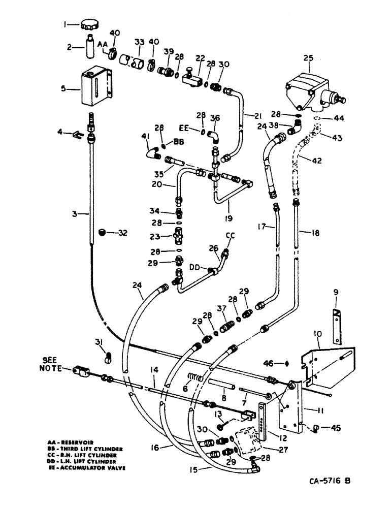 Схема запчастей Case IH 1480 - (10-67) - HYDRAULICS, AUTOMATIC HEADER CONTROL, SERIAL NO. 24000 AND BELOW (07) - HYDRAULICS