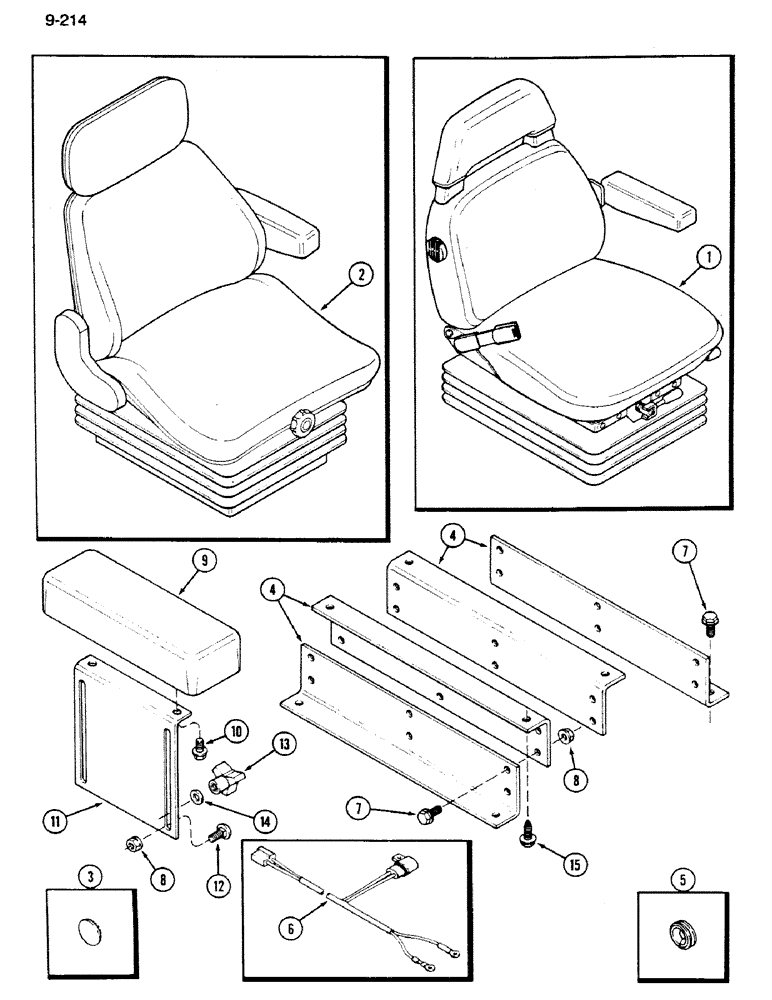 Схема запчастей Case IH 1620 - (9-214) - OPERATORS SEAT AND MOUNTING (10) - CAB & AIR CONDITIONING