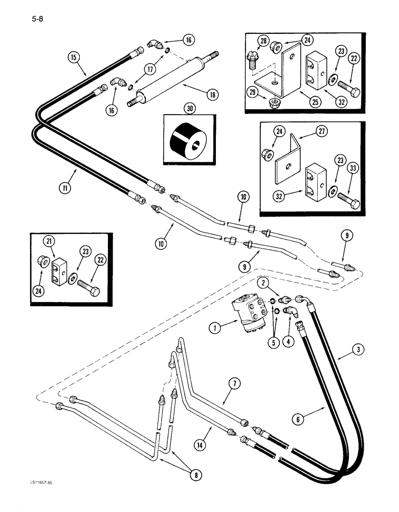 Схема запчастей Case IH 1640 - (5-08) - POWER STEERING SYSTEM, PUMP TO CYLINDER SYSTEM (04) - STEERING