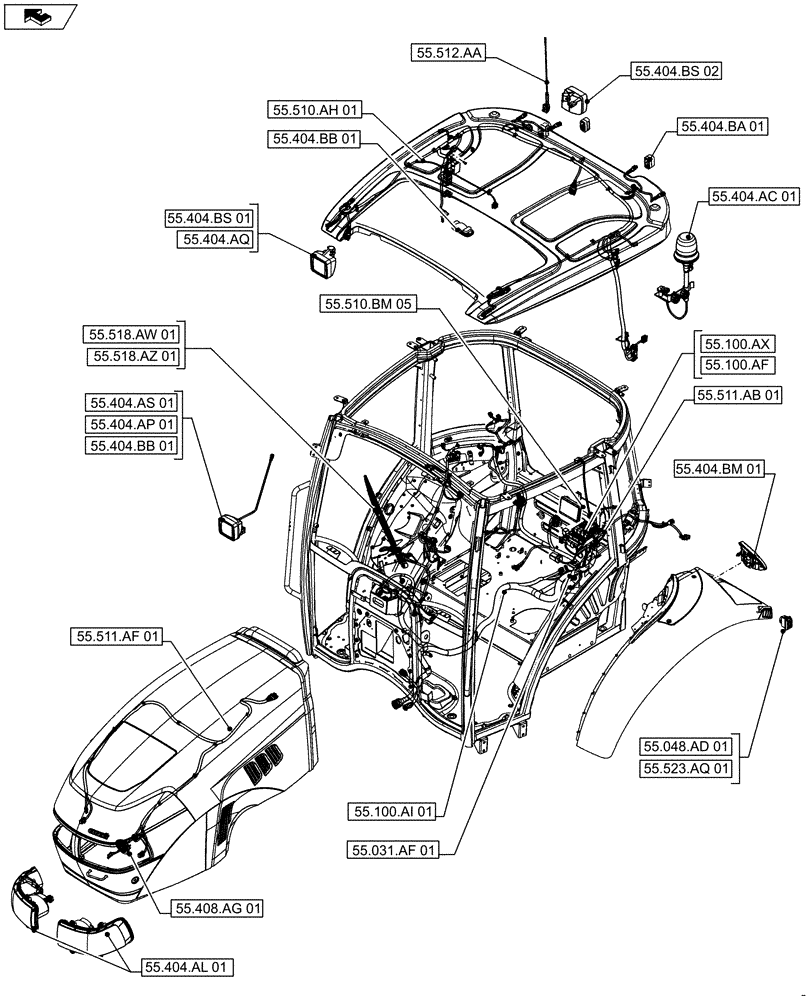 Схема запчастей Case IH FARMALL 105U - (55.000.00[03]) - SECTION INDEX - ELECTRICAL SYSTEMS (55) - ELECTRICAL SYSTEMS
