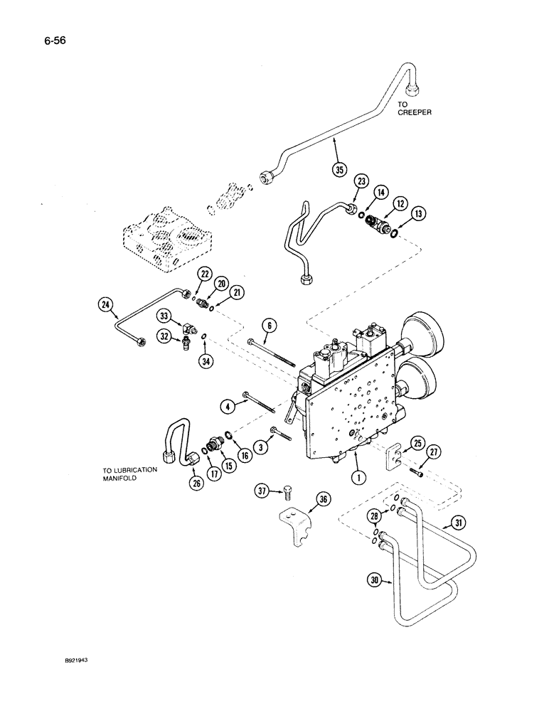 Схема запчастей Case IH 7150 - (6-056) - TRANSMISSION, INTERNAL CONTROL, TRANSMISSION S/N AJB0055133 AND AFTER (06) - POWER TRAIN