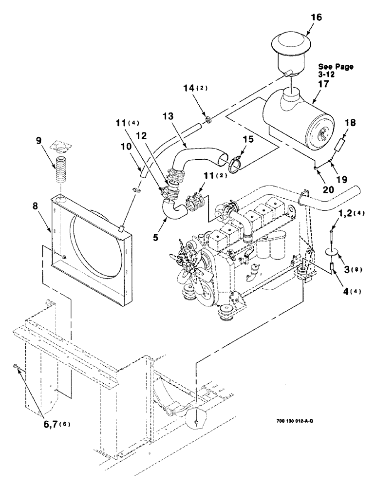 Схема запчастей Case IH 8850 - (03-08) - AIR BREATHER AND EXHAUST ASSEMBLY, SERIAL NUMBER CFH0099001 THRU CFH0099164 (02) - ENGINE