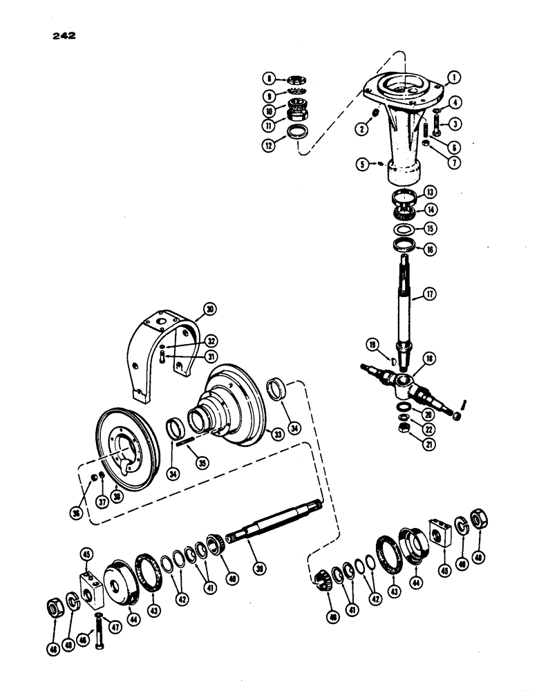 Схема запчастей Case IH 530 - (242) - DUAL FRNT WHEEL PEDESTAL, GENL PURP. BEFORE S/N 8199596, SNGL FRNT WHEEL AND FORK, PR S/N 82628002 (06) - POWER TRAIN