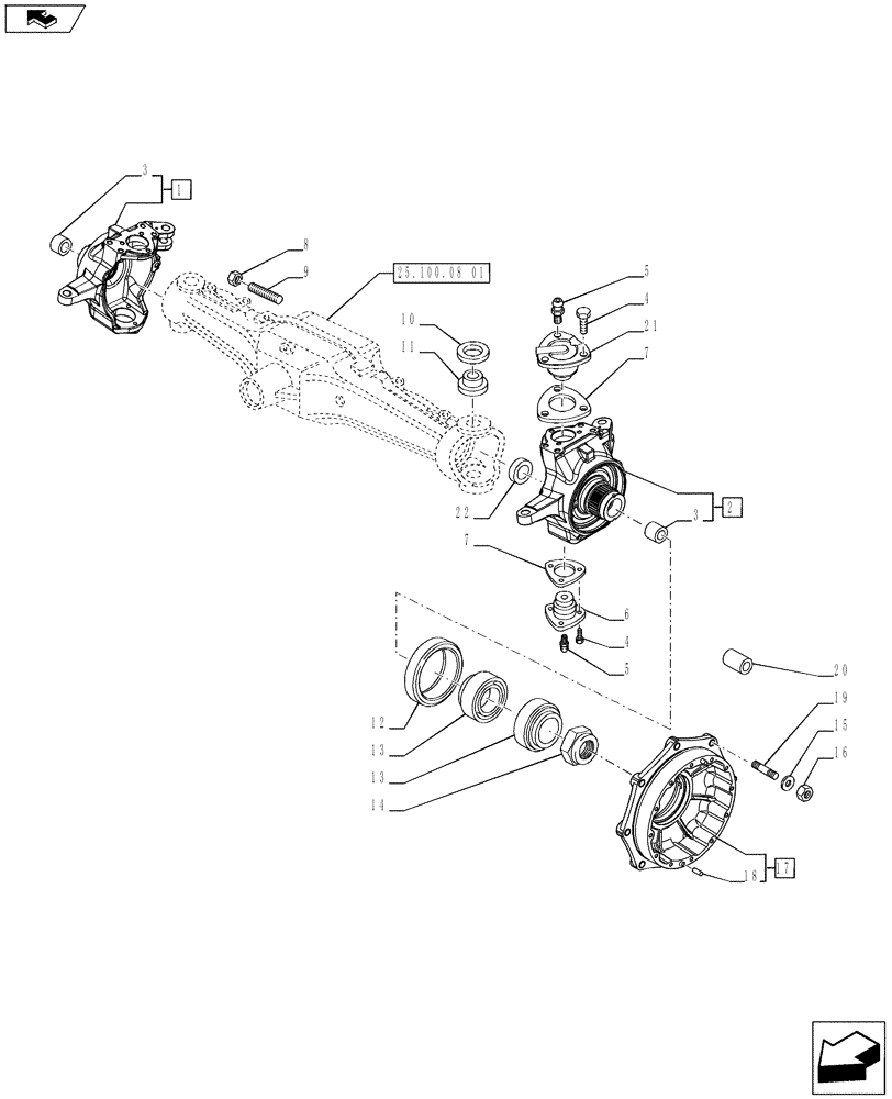 Схема запчастей Case IH PUMA 170 - (25.108.01) - WHEEL HUB AND STEERING KNUCKLE (STD+VAR.720463) (25) - FRONT AXLE SYSTEM